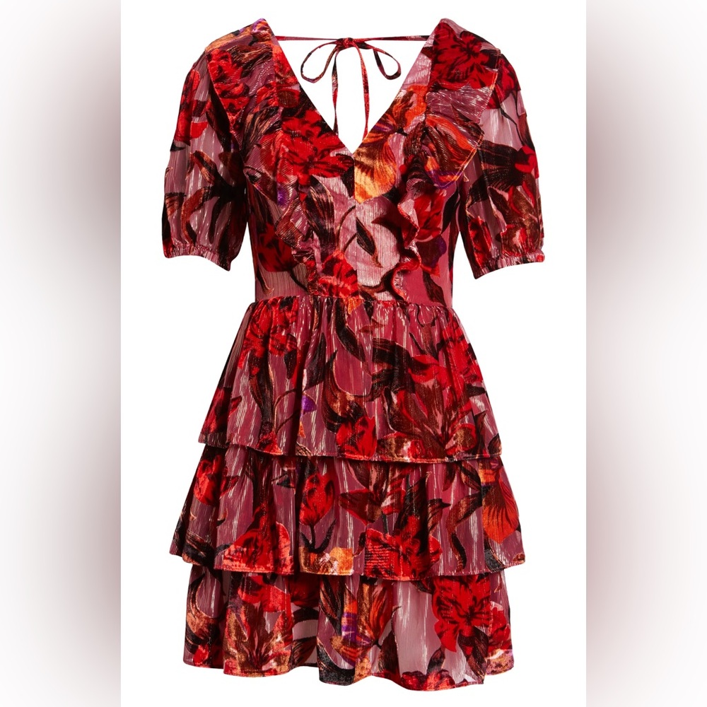 ♥️ BRAND NEW! Adelyn Rae Red Khalia Velvet Tie Dress